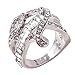 WensLTD Clearance! 2-in-1 Womens Vintage White Diamond Silver Engagement Wedding Band Ring Set (#7, Silver-4)