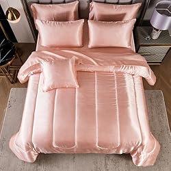 Satin Comforter Set with Sheet Set Full Silk Like