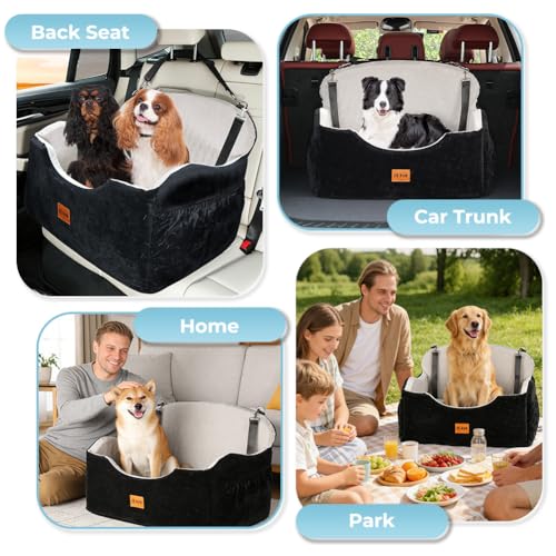 KYG Car Seat Dog Medium / Large Dogs up to 55 lb, Waterproof Dog Seat Car with Two Cushions, Washable Dog Basket, Car Back Seat, Removable for Easy Cleaning, Can Be Used All Year Round