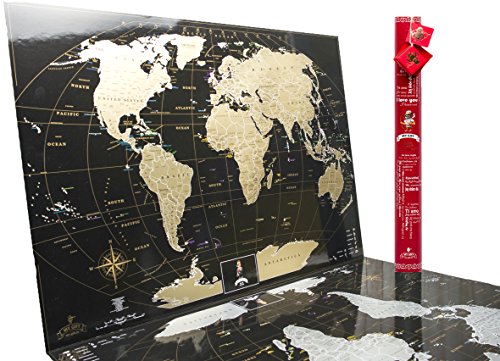 MyMap Deluxe Black Gold Scratch off World Map with Red Tube - Special Edition, Best gift for travelers Premium Quality Tracker Travel map poster (Love Edition)