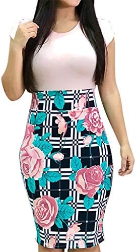 Package Hip Dress for Women Summer Ladies Floral Dress Short Sleeve Splicing Flower Printing Buttock Party Mini Dress