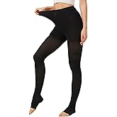 NURCOM 20-30 mmHg Compression Pantyhose for Women & Men, Open Toe Medical Compression Stockings, Waist High Opaque Compression Tights, Graduated Support for Varicose Veins, Edema, DVT, Post Surgery