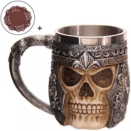 Prehelife Creative 3D Skull Mug Stainless Steel 301-400ml Coffee Tea Cup + Cup Mat by Prehelife