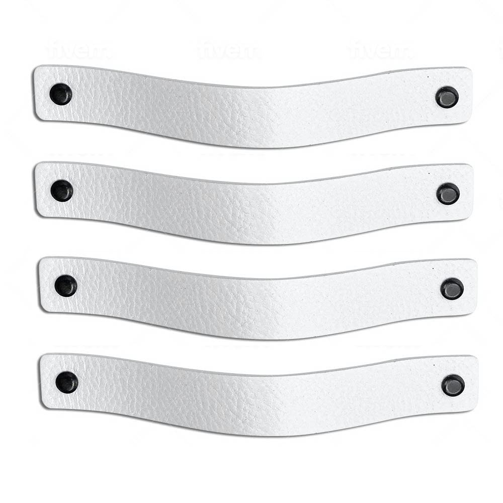 Brute Strength - Leather Handles for Furniture - White - 4 pcs - 20 x 2,5 cm - Cabinet Handle, Door Handle for Kitchen, Bathroom, cabinets, Dresser, Wood — image 1