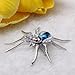 Dazzling Spider Clip Pin Brooch w/Rhinestone - Blue