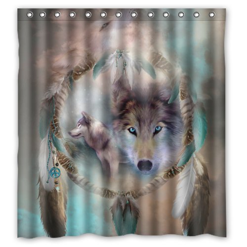 Best Cool Wolf Dream catcher Style Polyester Fabric Waterproof Shower Curtain 66" x 72"