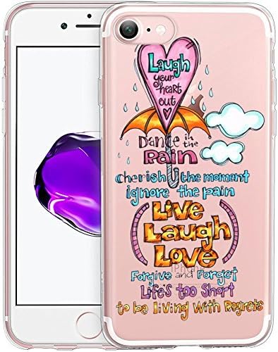 Memoly Shop Case Live Laugh Love Quotes iPhone 7 4.7 Case Clear Soft TPU Shock-Proof Protective Cover