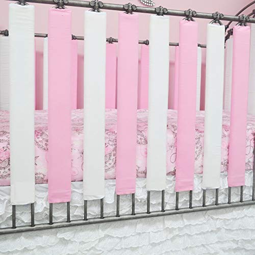 Pure Safety Vertical Crib Liners in 100% Certified Organic Pink/White Cotton 24 Pack