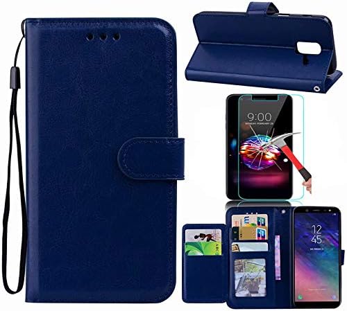 LG Stylus 4 Case, LG Q Stylus Case, LG Stylo 4 Case with Screen Protector, I VIKKLY [Kickstand] Magnetic Snap Premium PU Leather Wallet with Card Slot Folio Flip Case for Stylo 4 (2018) (Navy Blue)