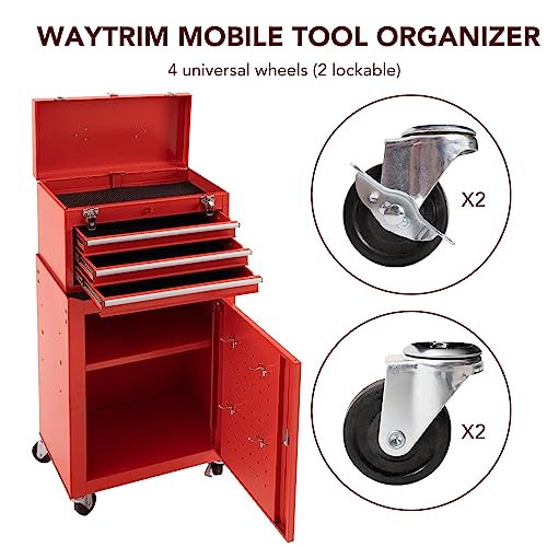 WAYTRIM 3Drawer Rolling Tool Chest With Wheels, Tool Chest With Large