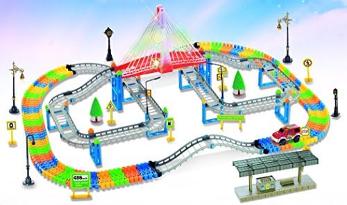 Flash Suspension Bridge Railway Track Racing Road 268-piece Highway Overpass Transportation Building Set by Poco Divo