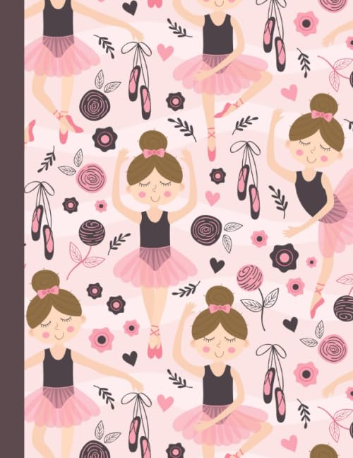 Ballet Notebook For Girls: Wide Ruled Paper Sized 8.5 x 11 Inches - Pretty Ballerina In Pink