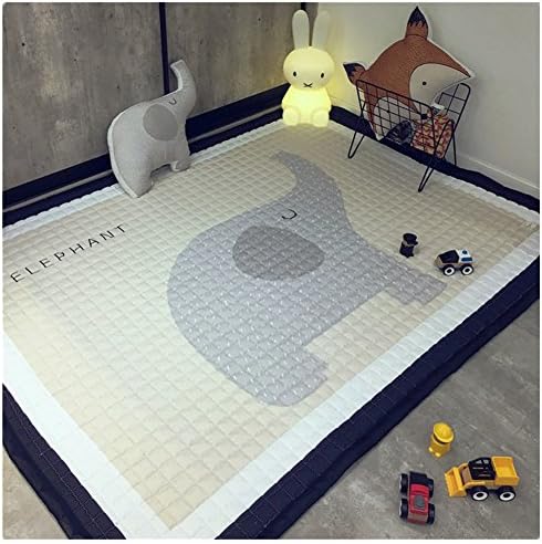 Kids Cartoon Carpet Rugs Baby Cotton Non-slip Crawling Mat 145 x 195 CM (Elephant)