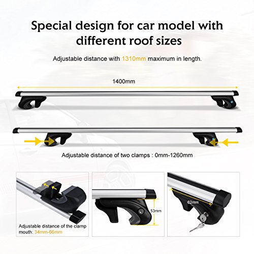 AUXMART 54" Universal Roof Rack Cross Bars Roof Top Aluminum Cargo Rack Crossbar - 68KG/150LBS 2 Pcs
