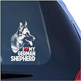 I Love My German Shepherd Clear Vinyl Decal Sticker for Window, Alsatian Dog Sign Art Print