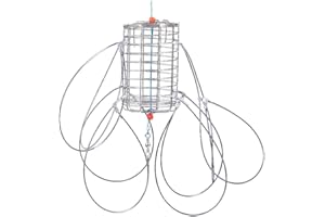 HAISENGO 2 Pack Crab Snares for Fishing Rods, Stainless Steel Raw Wire Coil Wire Mesh, 8 Rings, Figure 8 Ring Lead Drop Hanging Ring, Rectangular Bait Trap for Treasure, Rock, Blue Crab,Bait Traps