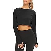 Mippo Long Sleeve Crop Tops Workout Athletic Gym Shirts Cropped Sweatshirts for Women