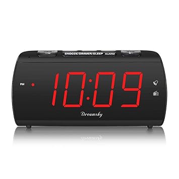 Dreamsky Digitaler Radiowecker FM mit USB-Ladeanschluss, Lauter Alarm, Großes LED-Display, Dimmer, Snooze, Schlaf-Timer, Kopf