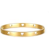 Baby Infant Toddler Kids Girls Heart Bangle Bracelet, Gold Silver Rose Gold 3 Colors 316L Stainless Steel Cuff Bracelets With Heart Shape,Jewelry Gifts For Birthday