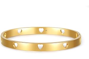 Baby Infant Toddler Kids Girls Heart Bangle Bracelet, Gold Silver Rose Gold 3 Colors 316L Stainless Steel Cuff Bracelets With Heart Shape,Jewelry Gifts For Birthday