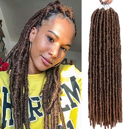 Karida 6PCS 18inch 18Strands Goddess Faux Locs Crochet Hair Straight Goddess Locs Synthetic Hair Crochet Braids Bomba Dreadlocks Faux Locs Soul Hair Extension (T1B/30)