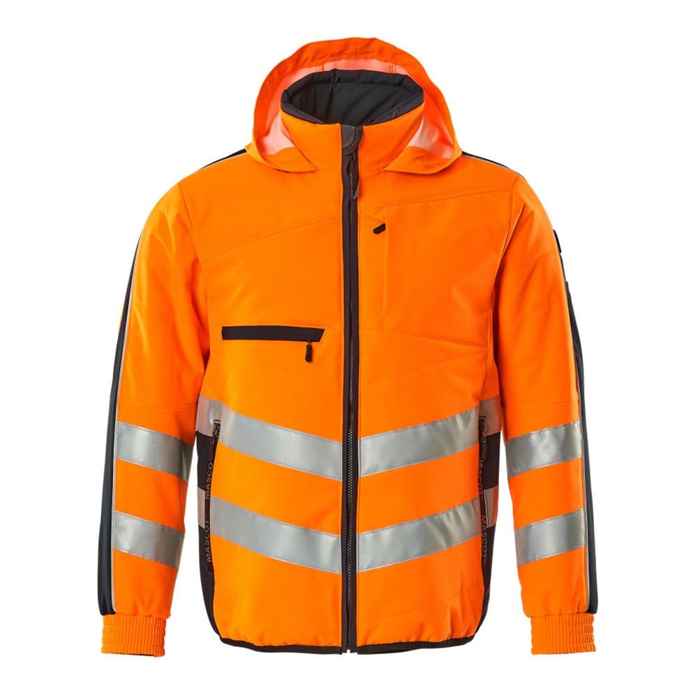 Mascot 15515-249-14010 Dartford Safe Supreme Lining Water Repellent Class 2 Jacket, Size S, Hi-Vis Orange/Dark Navy