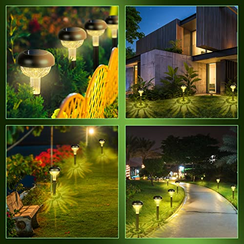Mafuken 6 Pack Solar Outdoor Lights, LED Solar Powered Garden Lights, IP65 Waterproof Solar Pathway Lights for Yard/ Landscape/ Patio/ Lawn/ Walkway, Warm White