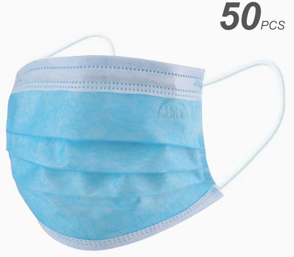 50 Standard Masks, Sealed Bags, Protected With Soft Lining Material, Dustproof, Anti-Fog, Blue Masks-50