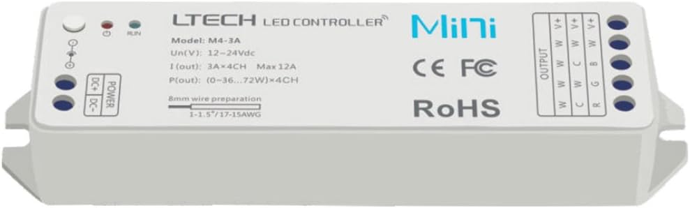 LTRGBW Mini RGBW RF Controller Remote Wireless Control RGBW RGBWW LED Strips LED Ribbon Tape Lamp, White, M4 Ring - Image 5