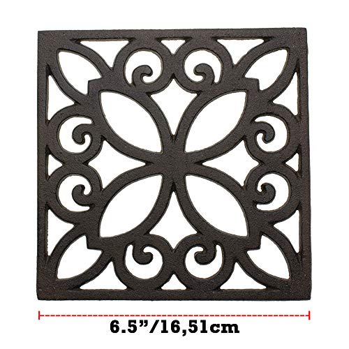 image for Decorative Cast Iron Trivet For Kitchen Or Dining Table | Square with 