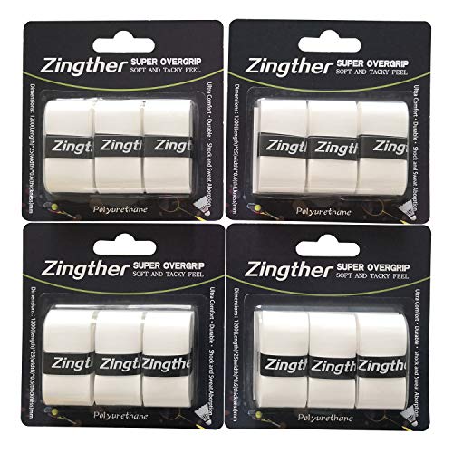Zingther Premium Super Tacky Professional Grip Overgrip Tape Bulk Pack for Tennis Racket, Squash Racquet, Racquetbal Racket and Badminton Racquets (24 Grips, White)