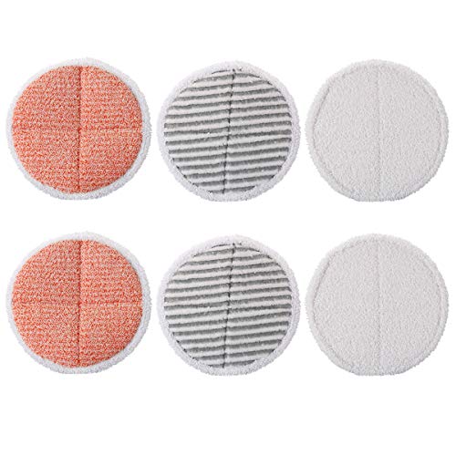 Steam Mop Pads Replacement for Bissell Spinwave 2124, 2039, 2037 Series Powered Hard Floor Mop, 6 Pack(2 Heavy Scrub Pads+2 Scrubby Pads+2 Soft Pads)
