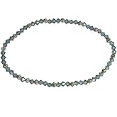 Sparkly Denim Blue Crystal & Silver Tone Beaded Stretch 9" Anklet (P66)