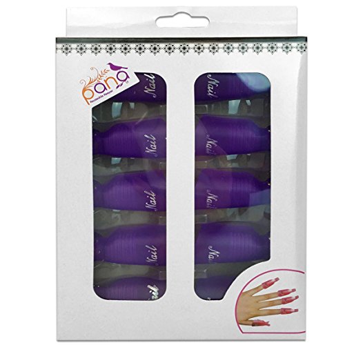 Pana 10 Pcs High Quality Reusable Acrylic Nail Soak Treatment UV Gel Polish Remover Clip Cap Manicure Tool (Purple Color) ...