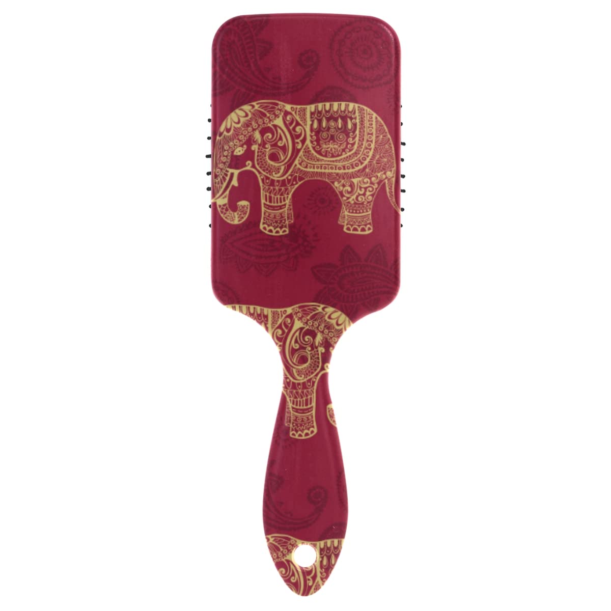 Hair Brush Mandala Elephant Red Chic Paddle Brush Wire Hair Brush Travel Soft Hair Brush Comb for Fine Hair for Girl Women