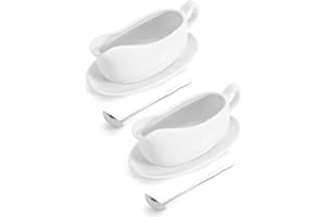 LoeJan 14oz Gravy Boat with Sauce, Ceramic Sauce Serving Dish, Easy-Pour Big Dripless Lip Spout Serveware Set For Salad Cream Milk Broth Black Pumpkin Thanksgiving (set of 2)