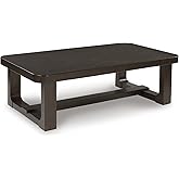 Signature Design by Ashley Breckington Contemporary Coffee Table with Wood Frame, Dark Brown
