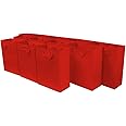 OccasionALL Red Gift Bags with Handles, Medium Christmas Totes, Holidays, Weddings, Birthdays, Valentines, Favors, Shopping, Bulk, 7.5x3.5x9 12 Pack