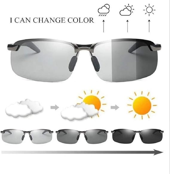 Men's Photochromic Sunglasses with Polarized Lens,Ultra Light Metal