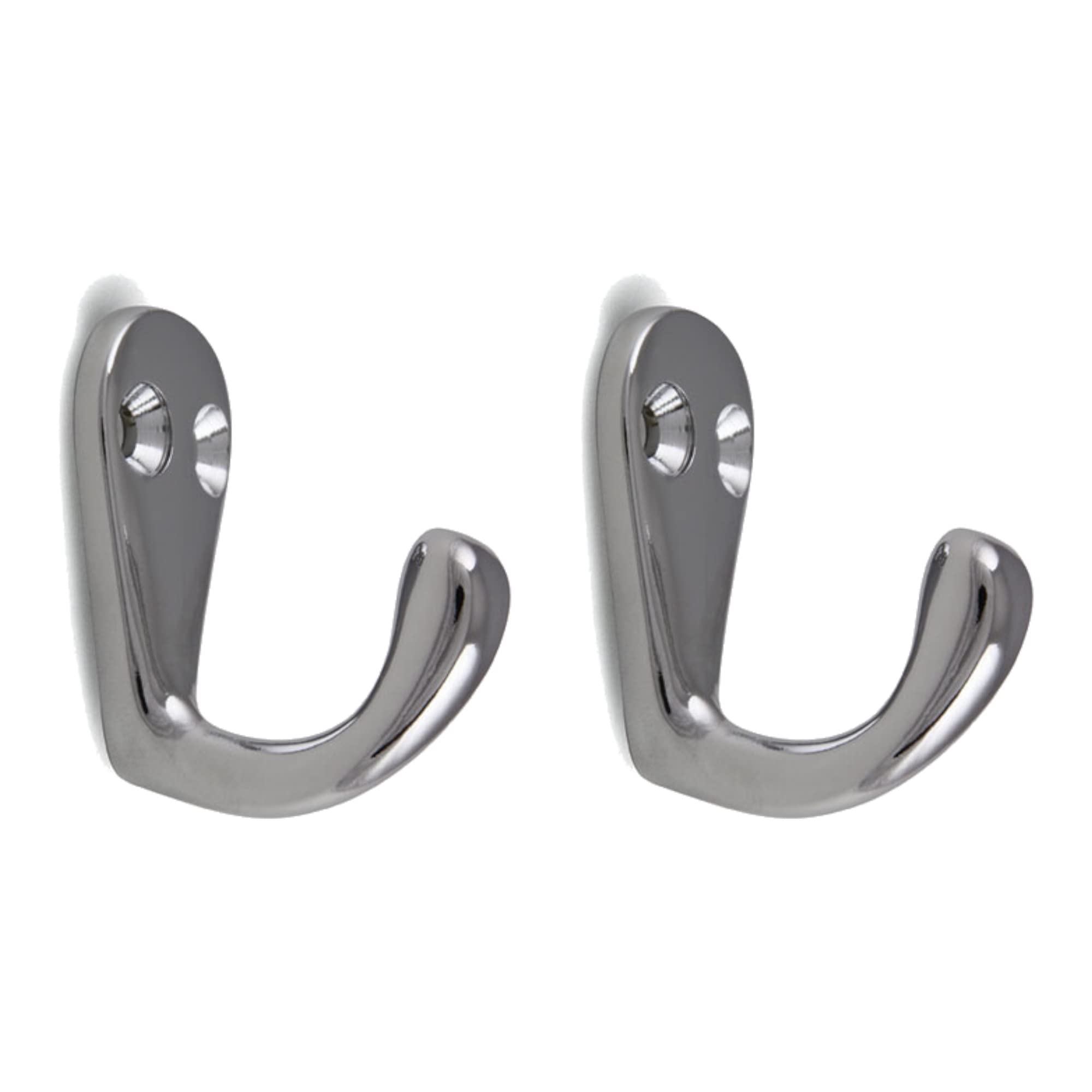 cyclingcolors 2 x Hooks Metal Chrome Chrome-Plated Shiny Polished for Screwing 41 mm Silver Kitchen Wardrobe Towel Clothes Hat Hooks