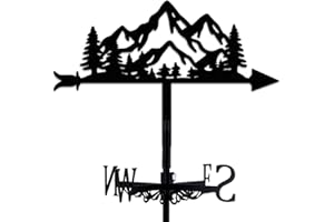 INFUNLY Mountains Weather Vane Forest Weathervanes Landscape Hollow Metal Wind Vane Wind Indicator Direction Hand-Finished Ir