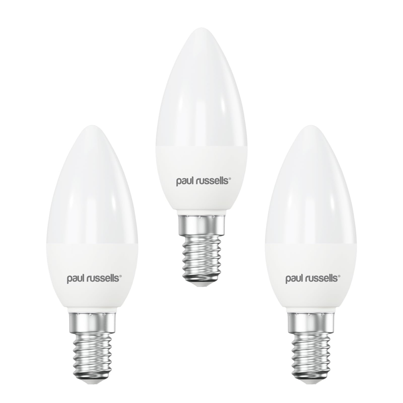 paul russells LED Light Small Edison Screw E14, 25w Equivalent, 2.5W 250LM LED Bulbs, 6500K Bright Daylight Lamps, Frosted C35 SES Candle Energy Saving Chandelier Lightbulbs, Non-Dimmable, 3 Pack
