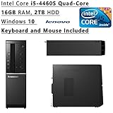 Lenovo Flagship High Performance Desktop PC with Keyboard and Mouse (Intel Core i5-4460S Quad-Core 2.90 GHz Processor, 16GB RAM, 2TB HDD, 8GB SSD, WIFI, Bluetooth, Windows 10 OS) Black