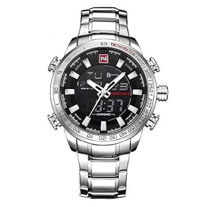 Naviforce NF-9093 Silver-White Stainless Steel Analog-DigitalMens Watch