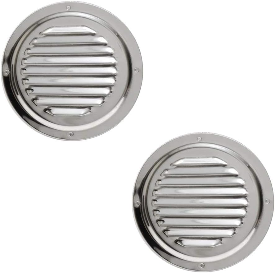 2 PCS Round Louvered Vent, Marine Boat Vent Stainless Steel Louvered Vent(4" 5