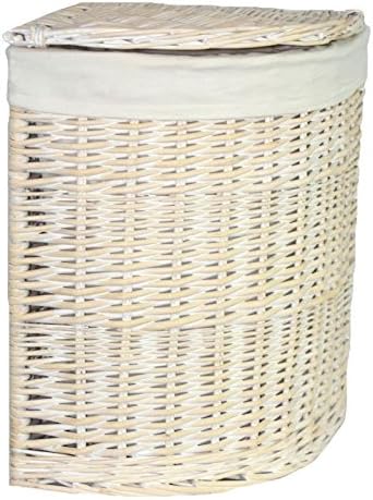 Red Hamper Large Corner White Wash Laundry Basket with a White Lining