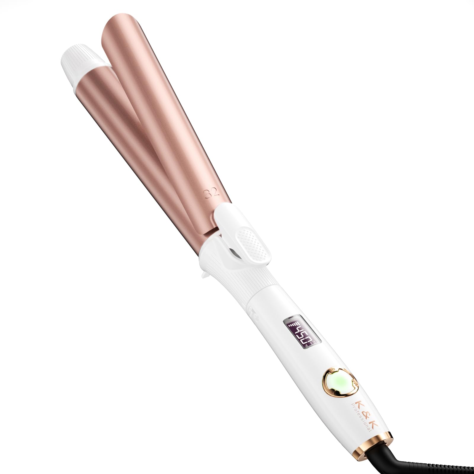 Photo 1 of K&K Long Barrel Styler, 1 1/4 Inch Curling Iron with Clipped, Professional Ceramic Coating Hair Curler Wand, Dual MCH Heater up to 450F, Worldwide Voltage Curling Tongs for Traveling