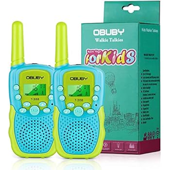 Obuby Walkie Talkies for Kids, 22 Channels 2 Way Radio Kid Toy Gift 3 KMs Long Range with Backlit LCD Flashlight Best Gifts Toys for Boys and Girls to Outside Adventure (Blue & Green)