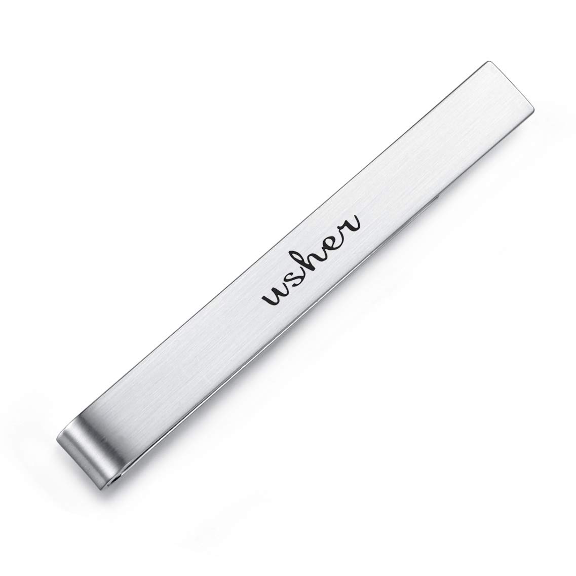 Honey Bear Mens Wedding Marriage Tie Clip Bar - Normal Size Stainless Steel Gift,5.4cm,Brushed SIlver (Usher)