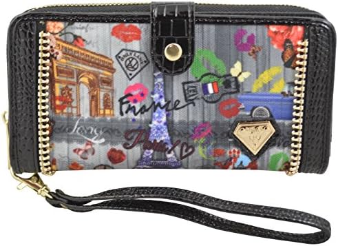 Paparazzo Collection By Lany - Paris City Print Wallet with Multiple Compartments and Wristlet